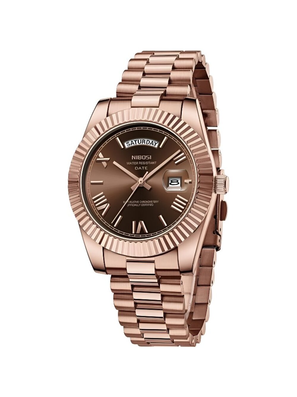 Men Watches Analog Quartz Stainless Steel Rose Gold Silver Watche